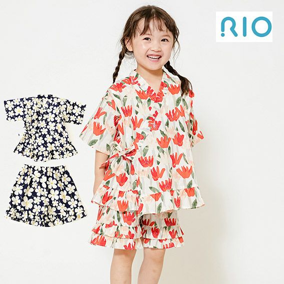 RIO リオ フリル甚平【P92050-52】女の子 | AKACHAN.com